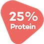 25% protein.